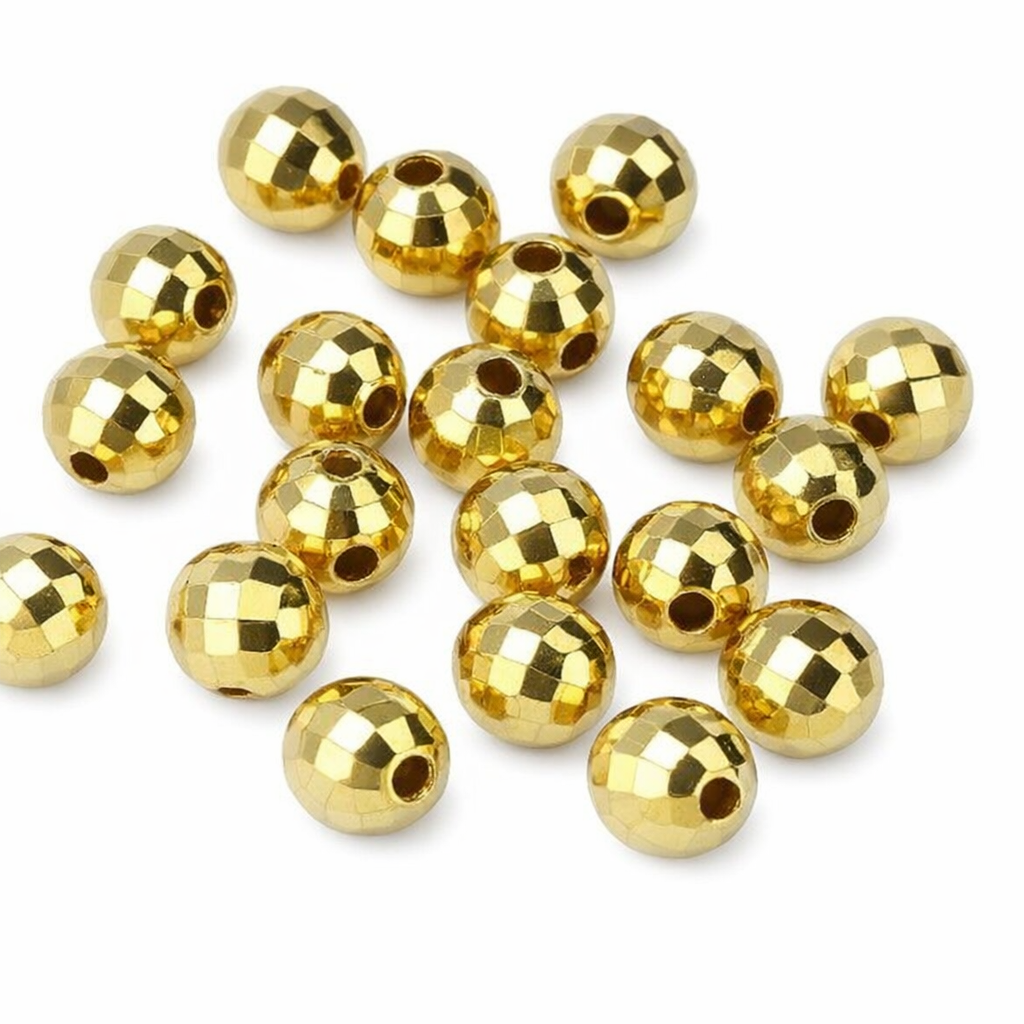 Plastové korálky 6 mm - zlatá -  cca 15g/130ks
