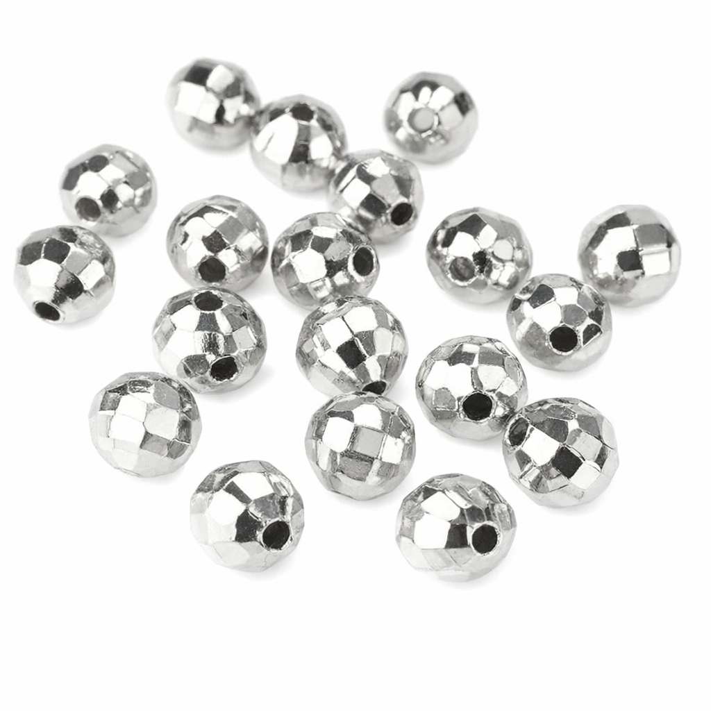 Plastové korálky 6 mm - strieborná -  cca 15g/130ks