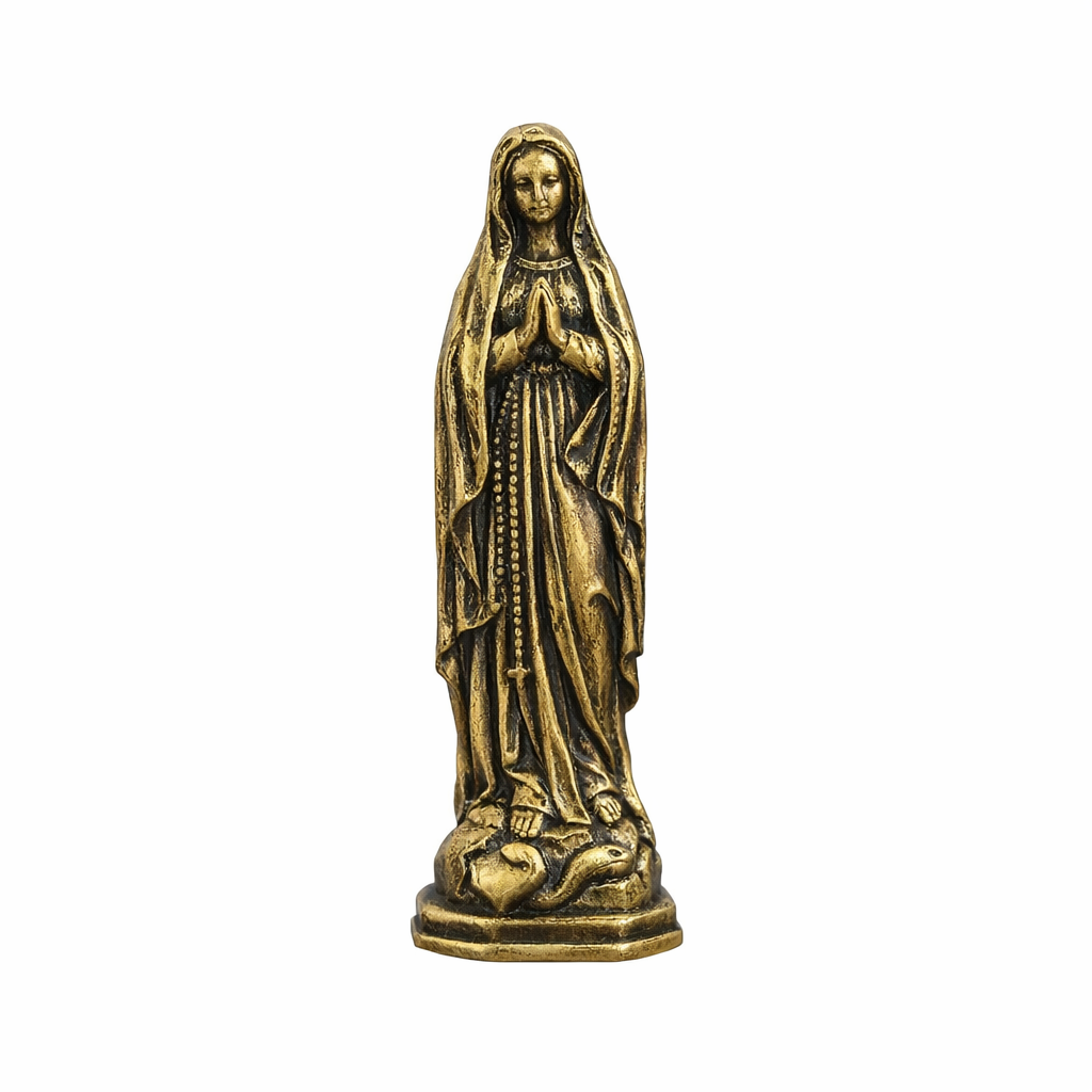 Mosazná soška Panny Marie – duchovní amulet a elegantní dekorace