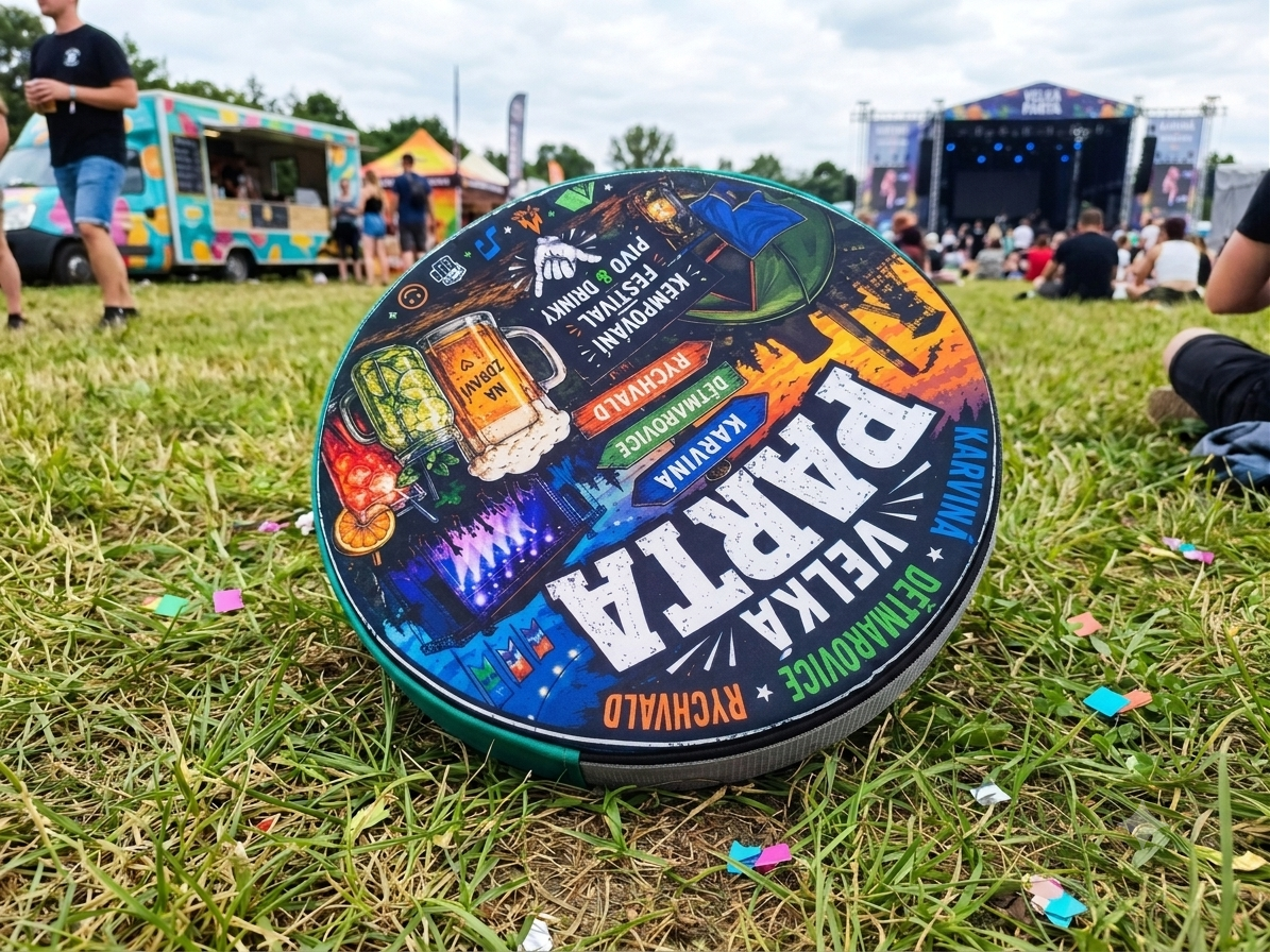 Festivalový nepromokavý podsedák s vlastním potiskem 40 cm, sada 4 ks