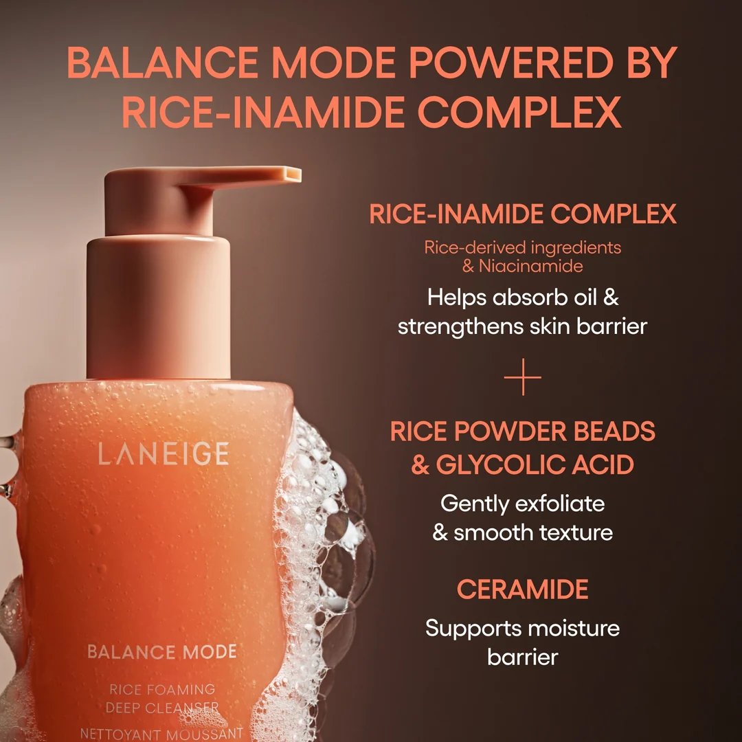 LANEIGE Balance Mode Rice Foaming Deep Cleanser 250 ml
